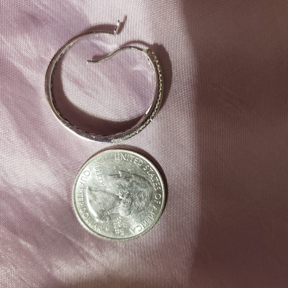 Large Helzberg Sterling Diamond Hoop Earrings - Picture 8 of 9